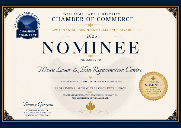 Williams Lake 2026 Business Excellence Awards nominee certificate